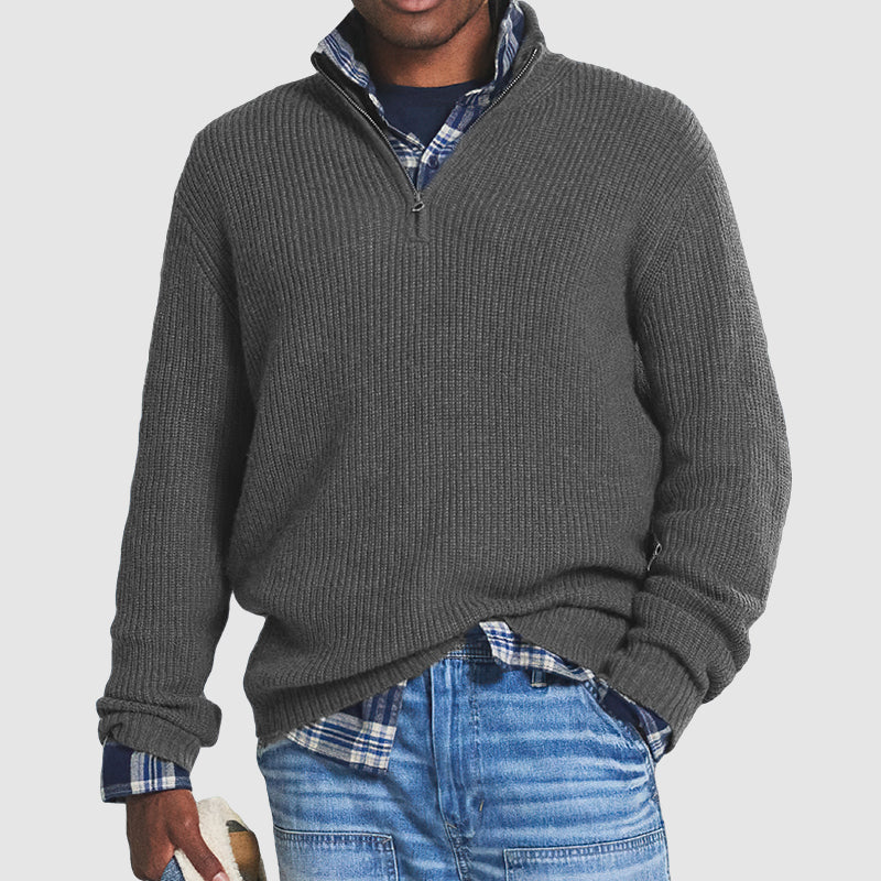 👔Men's Business Casual Zipper Sweater🚆Smooth Anti-Pill Knit, Tailored Fit & Stretch for Comfort (Machine Washable)