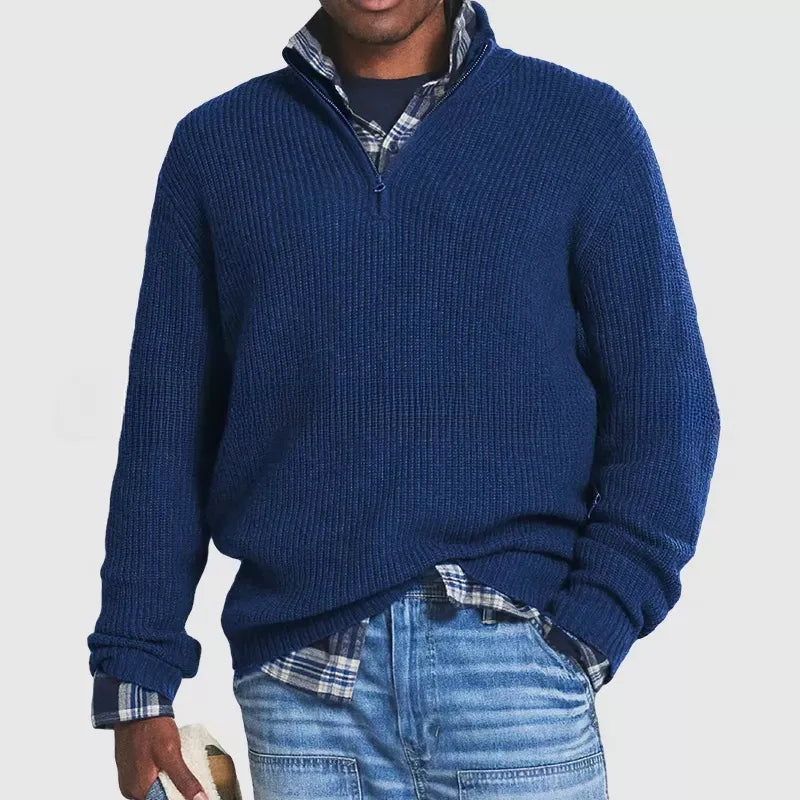 👔Men's Business Casual Zipper Sweater🚆Smooth Anti-Pill Knit, Tailored Fit & Stretch for Comfort (Machine Washable)