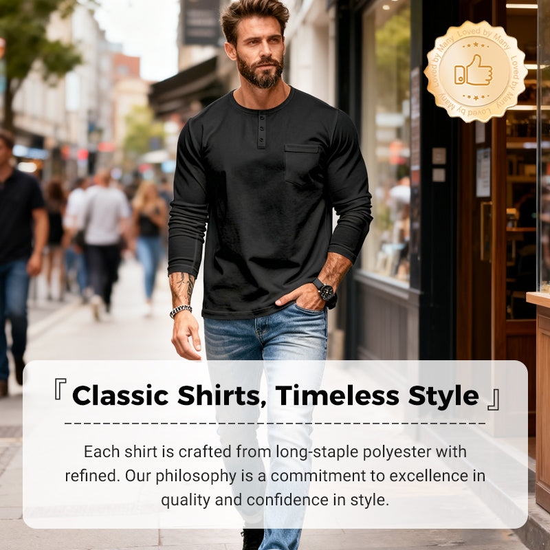 Men’s Slim Fit Henley Long Sleeve T-Shirt